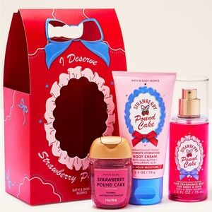 🆕🍰 BATH & BODY WORKS “I DESERVE STRAWBERRY POUNDCAKE” MINI GIFT SET. BRAND NEW.